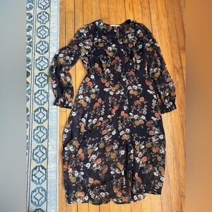 Lush Black Floral Long Sleeve Dress